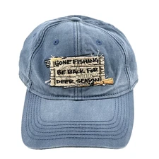 Adult GONE FISHING BE BACK FOR DEER SEASON CAP Blue - OSFM - Adjustable