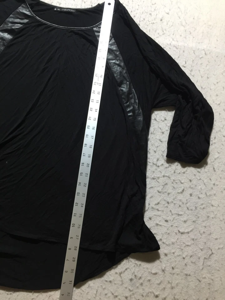 Maurices рубашка плюс размер 2 черный 3/4 рукав искусственной кожи отделки акцент - Изображение 4 из 4