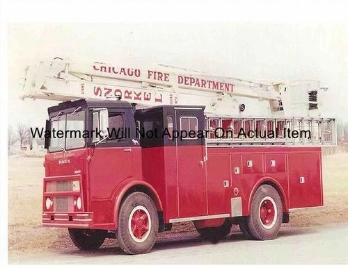 Chicago IL 1966 Mack MB Snorkel Fire Truck New SS1 Photograph Print 8.5x11"