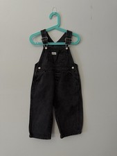 Vintage 90s GUESS Kids Overalls 3 Years Baggy Black Wash Denim Fits 2T 3T