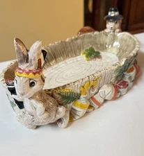 RARE Fitz & Floyd Paint Party 1995 serving dish Harvest Time bowl Thanksgiving