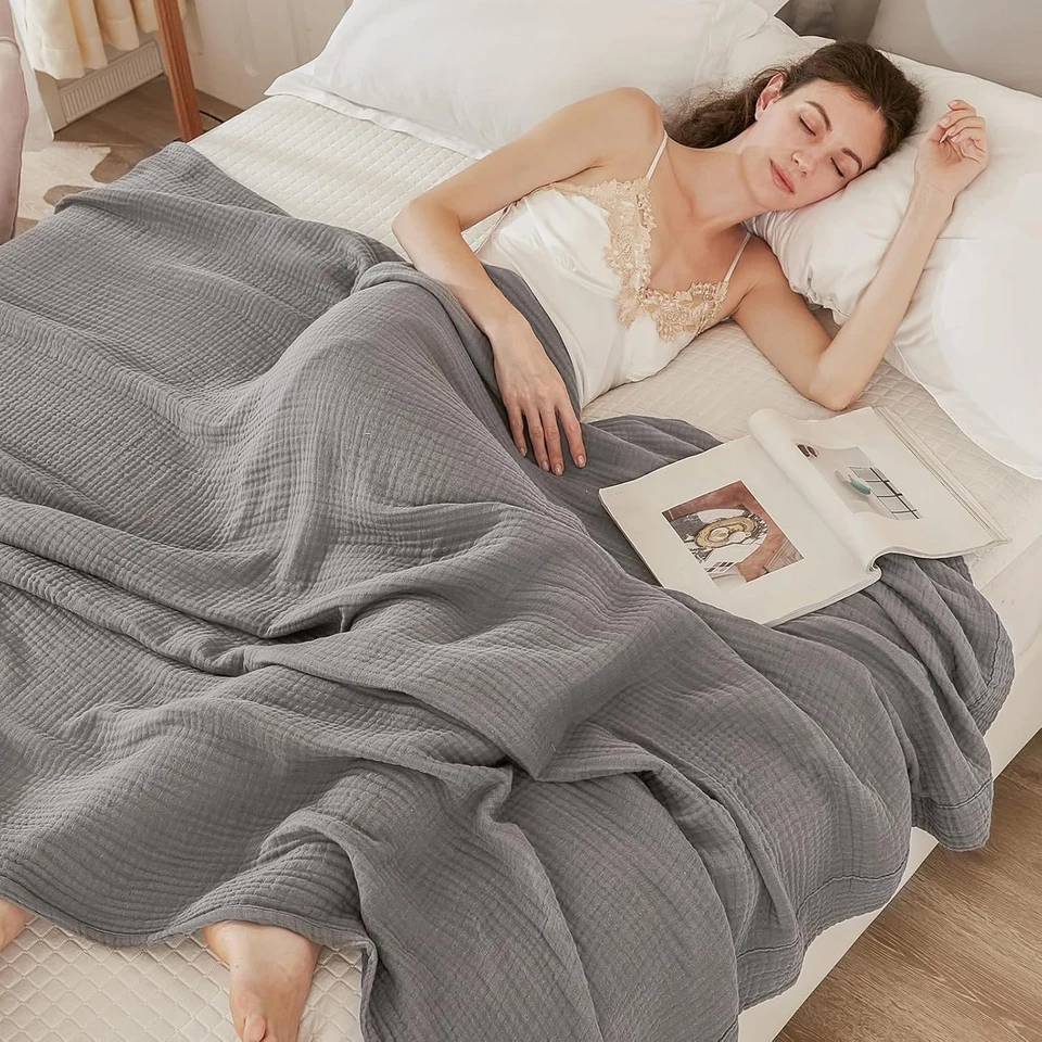 Manta de muselina de algodón tamaño king - suave, transpirable Foto 4 de 4