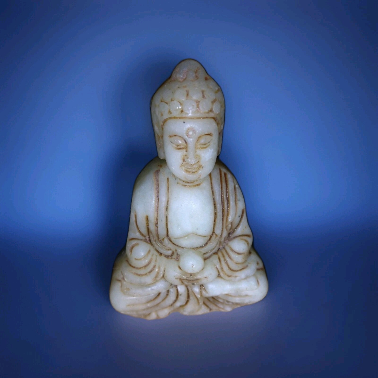 Vintage Jade Gautama Buddha Statue - 2.8 Inch Hindu Figurine