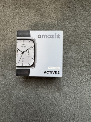 Amazfit Active 2 Premium Smart Watch (Square) 10 Day Battery, Black Leather NEW