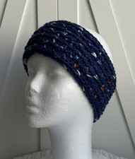 Crochet Headband Ear Warmer Blue Speckled Warm And Cozy Fall Winter Handmade