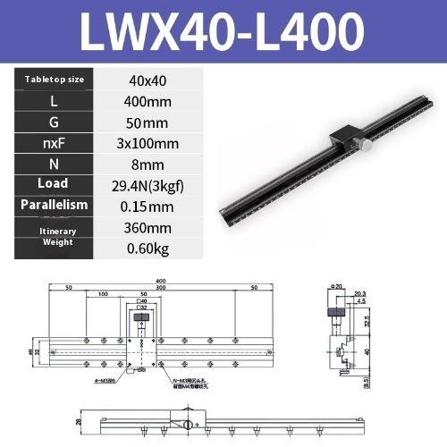 X-axis Displacement Stage LWX25 40 Dovetailed Rack and Pinion Slides - Picture 42 of 44