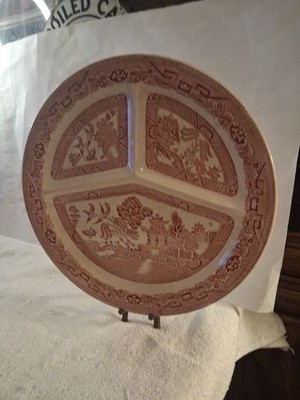 VTG Red Willow Divided Plate, Made in England. Reg. Design No. 712950.