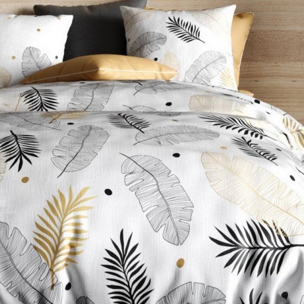Housse de couette 220x240 cm Coton Envole avec ses 2 taies d'oreiller tissage supérieur