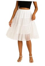 Tea-Length Petticoat Skirt, Party Skirt for Women, Vintage 50s Medium White