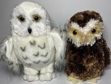 Douglas Snowy Owl Plush Lot Of 2 Wizard Stuffed Animal Brown White 8  