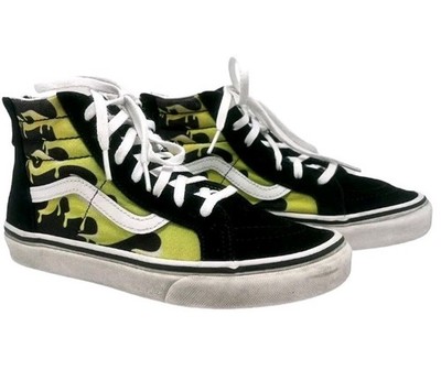 Vans Juniors Hi Zip Slime Flame Sneakers Size 6