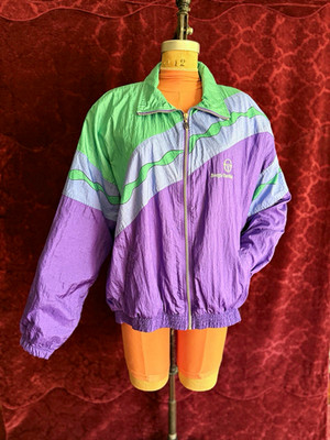 Sergio Tacchini Men s Colorblock Full Zip Windbreaker Jacket Purple Green M
