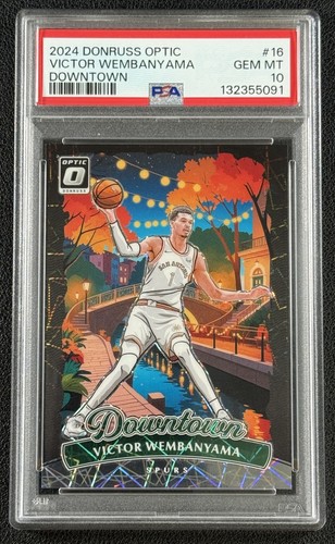 VICTOR WEMBANYAMA PSA 10 2024 PANINI DONRUSS OPTIC #16 DOWNTOWN PRIZM SP SPURS
