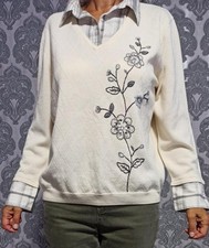 Women Alfred Dunner Sweater Beige Acrylic One...