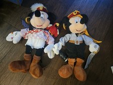 Disney Store Minnie And Mickey Mouse Pirate Parrot Sword 18  Tall Stuffed Plush