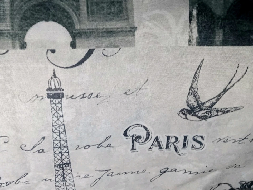 ROMANTIC VINTAGE PARIS THEMED BLACK &WHITE BATHROOM SHOWER CURTAIN Excellent  — 第 4/4 张图片