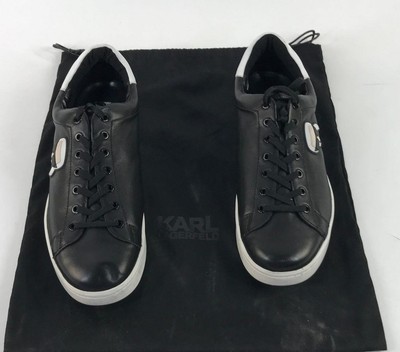 Karl Lagerfeld Iconic Sneakers KL51209-000 Character Size 11 Dust Bag Leather