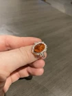 Vintage Native American Sterling Silver Amber Ring Size 8