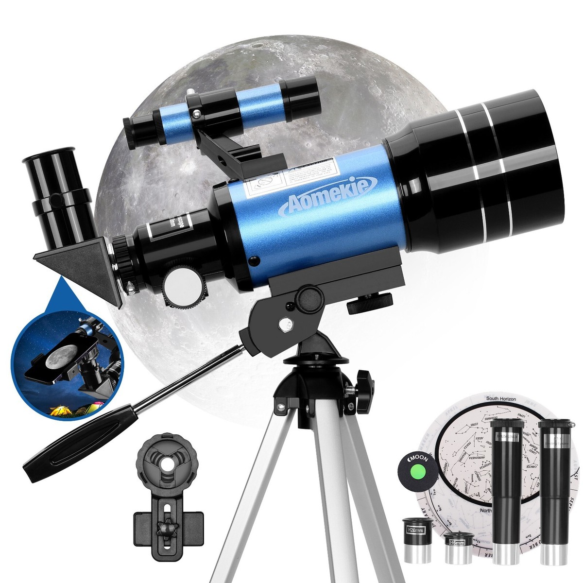 30070 Telescope 15-150X W/ Tripod Phone Adapter for Moon Watching