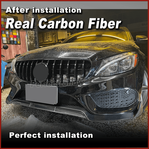 For Benz W205 C200 C250 C300 C43 AMG 14-18 REAL CARBON Front Bumper Lip Spoiler - Picture 11 of 15