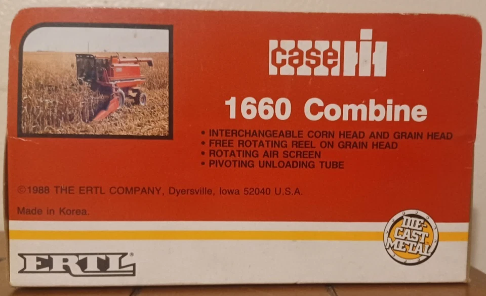ERTL - Case IH 1660 Axial-Flow Combine, New (1/64 - 1988 Copyright) - Image 2 of 4