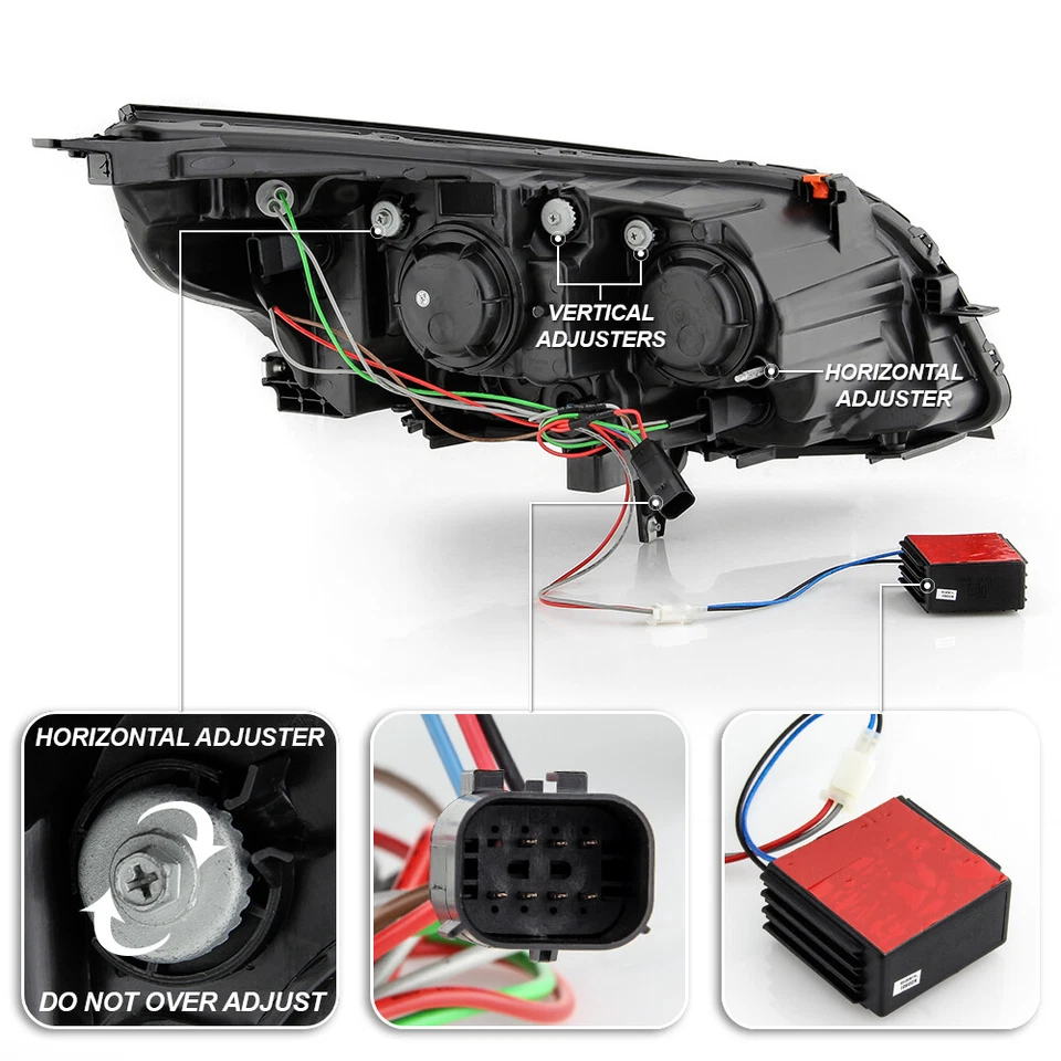 Juego de faros proyectores halógenos tubo LED negro Chevy Malibu 2013-2015 Foto 4 de 4