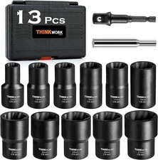 Lug Nut Remover Tool Wheel Lock Removal Kit Nuts Screws Bolts 1/2 Drive Impact