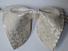 Handmade Oversized Brocade Bow tie Ivory Vintage style 70's Wedding Prom Gift