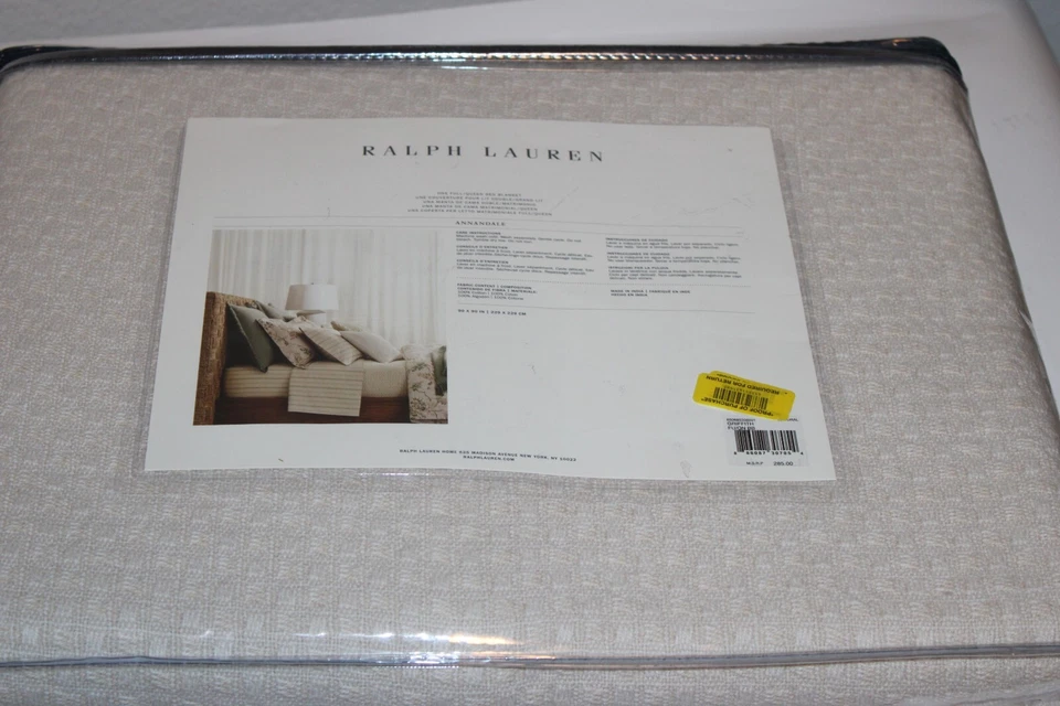New Ralph Lauren Full/Queen Bed Blanket Annandale Griffth Natural 0026 - Image 2 of 2
