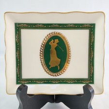 VTG Old Fashioned Women Golfer Dresser Trinket Tray Bone China Freelance 1996