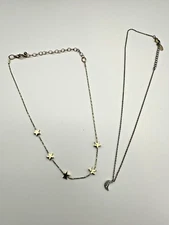 Orelia London Crescent Moon Pendant Necklace & Gold Tone Star Necklace - 15"