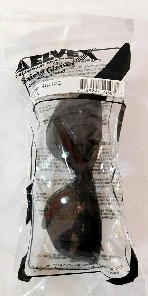 Gafas de seguridad Elvex Black Temples, lentes grises xenón SG-14G Foto 2 de 2