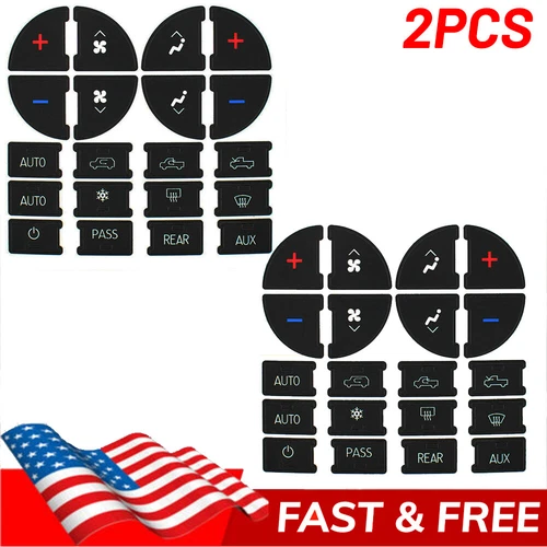 AC Dash Button Repair Kit Decal Stickers Replacement For Chevrolet GMC Tahoe 2PC