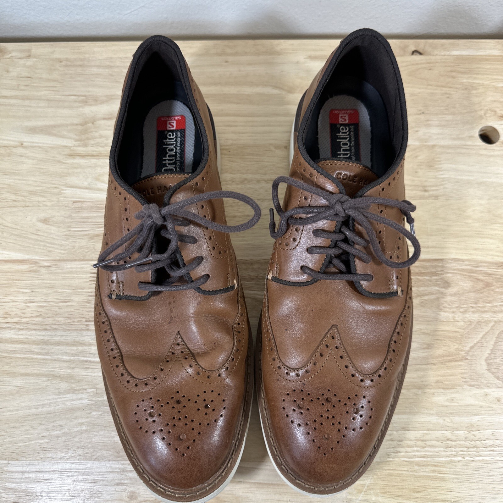SAOLA Scarpe Oxford Cole Haan da uomo 11 5 M Grand 360 marroni in pelle punta ad ala C34120
