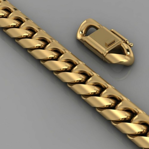 Brazalete Miami Cuban Link oro macizo o platino para hombre, moda, moderno, regalo - Imagen 11 de 15
