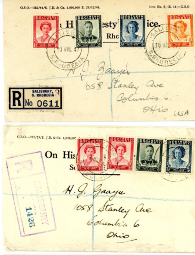 Southern Rhodesia Victory issue 2 Registered covers (one is FDC) - Picture 1 of 2