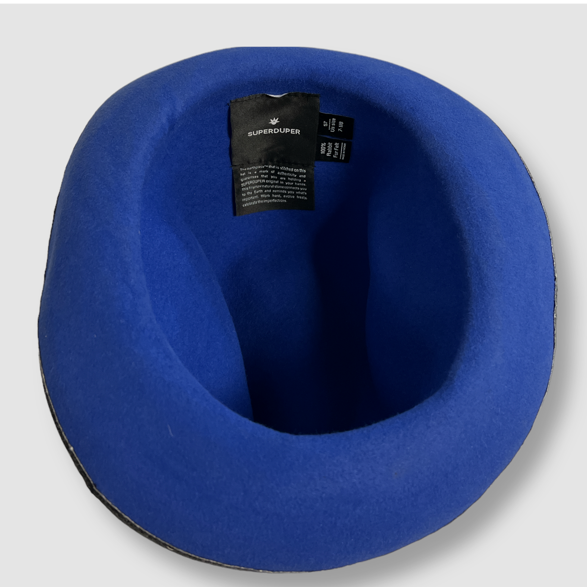 $350 SUPERDUPER Women\'s Blue Hobo Brim Rabbit Fur Felt Fedora Hat Size 57 SUPERDUPER | HOBO Felt Hat — Premium Fur Felt Travel Fedora  main image 3