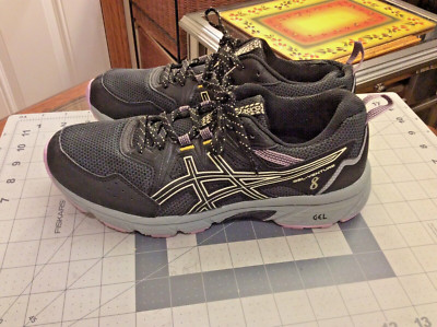 Asics Gel-Venture 8 Shoes Women's Sz 9.5 Black Lace Up Athletic Running Sneakers