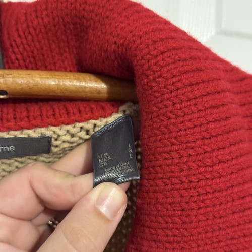 Vintage Liz Claiborne Cardigan Sweater Large Multicolor Knit Fair Isle Stripe - Picture 2 of 8