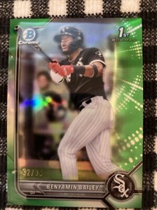 2022 Bowman Chrome Benyamin Bailey BCP-8 1st Green Refractor 32/99 WHITE SOX