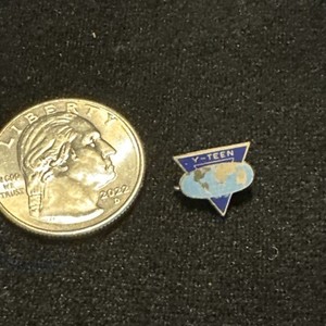 925 Sterling Silver Vintage Enamel  " Y-Teen" Small Pin Brooch YMCA   YWCA