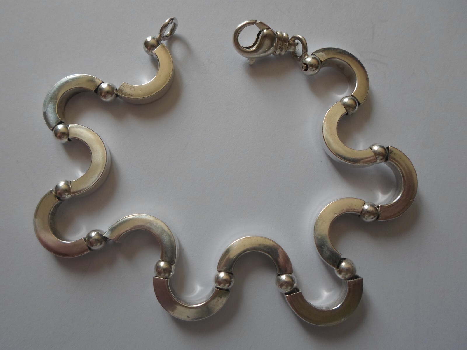 solid silver bracelet, waves - image 1