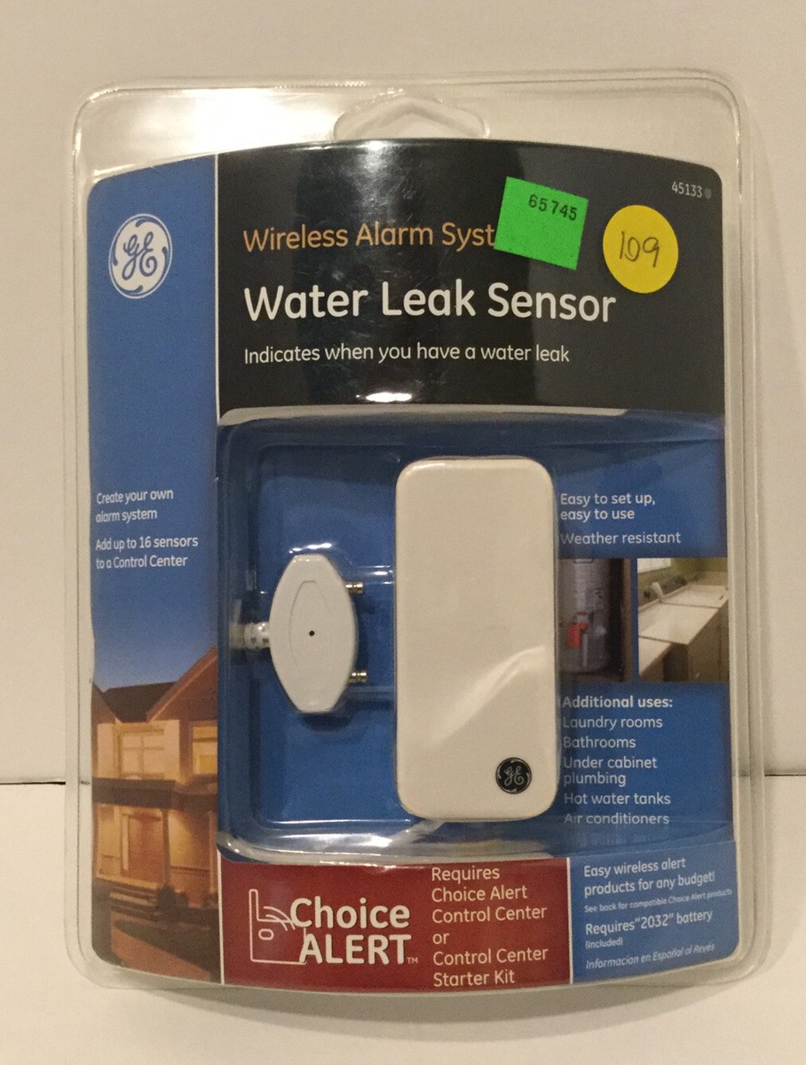 C‼︎ GE Wireless Alarm System Water Leak Sensor 45133 REQ CHOICE ALERT