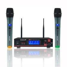Pro Studio Wireless Microphone System 2 Channel UHF Handheld Church Microphone