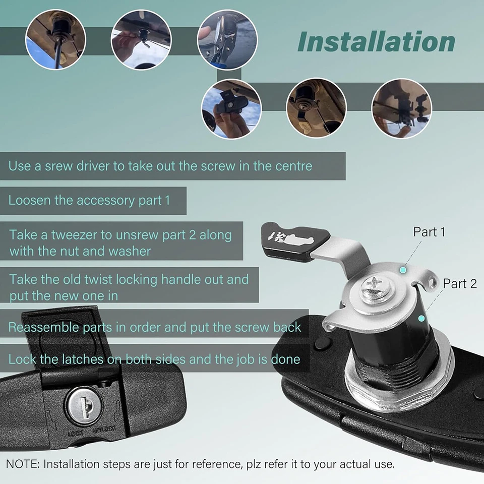 for Leer Truck Cap and Tonneau Cover Twist Lock / Handle 100XQ 113436 700 100XL Foto 4 de 4