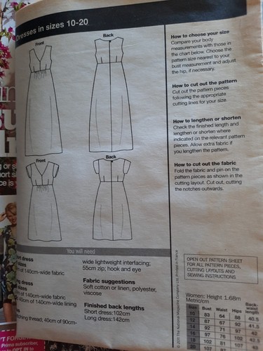 Prima Pattern, July 2011 Dress 10 - 20, uncut with magazine images - Picture 5 of 5