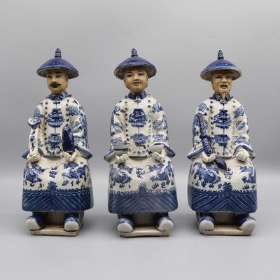 Chinese Qing Dynasty Emperor Figure Statue Figurine Asian Ceramic Emperor s