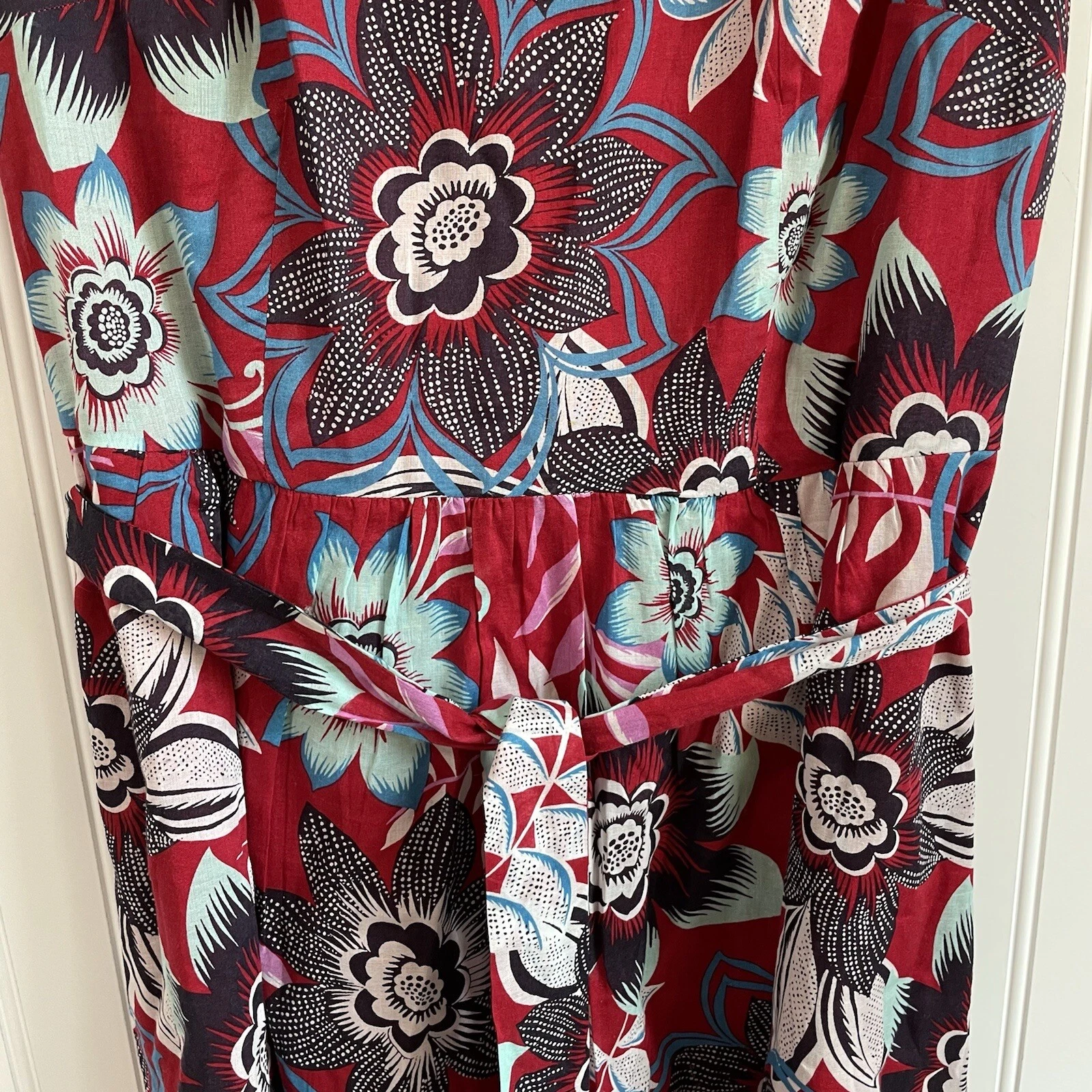 VETEMENTS Abito Talbots Petites donna 2P rosso floreale cotone swing spiaggia foderato abbigliamento resort