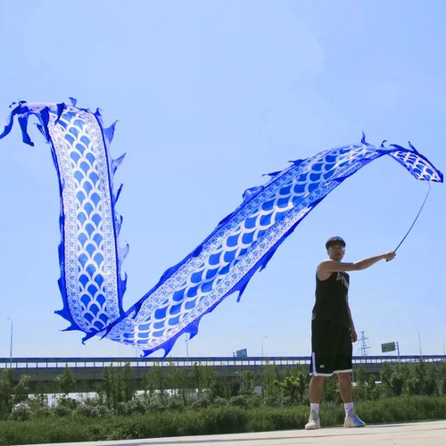 Blau Weiß Porzellan Drache Tanz Fitness Drache Geschenke Spielzeug Band Tanz Requisiten