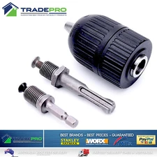 Drill Chuck with SDS & Impact Adaptor Fit 1-10mm Drills 3/8" Keyless Black Med